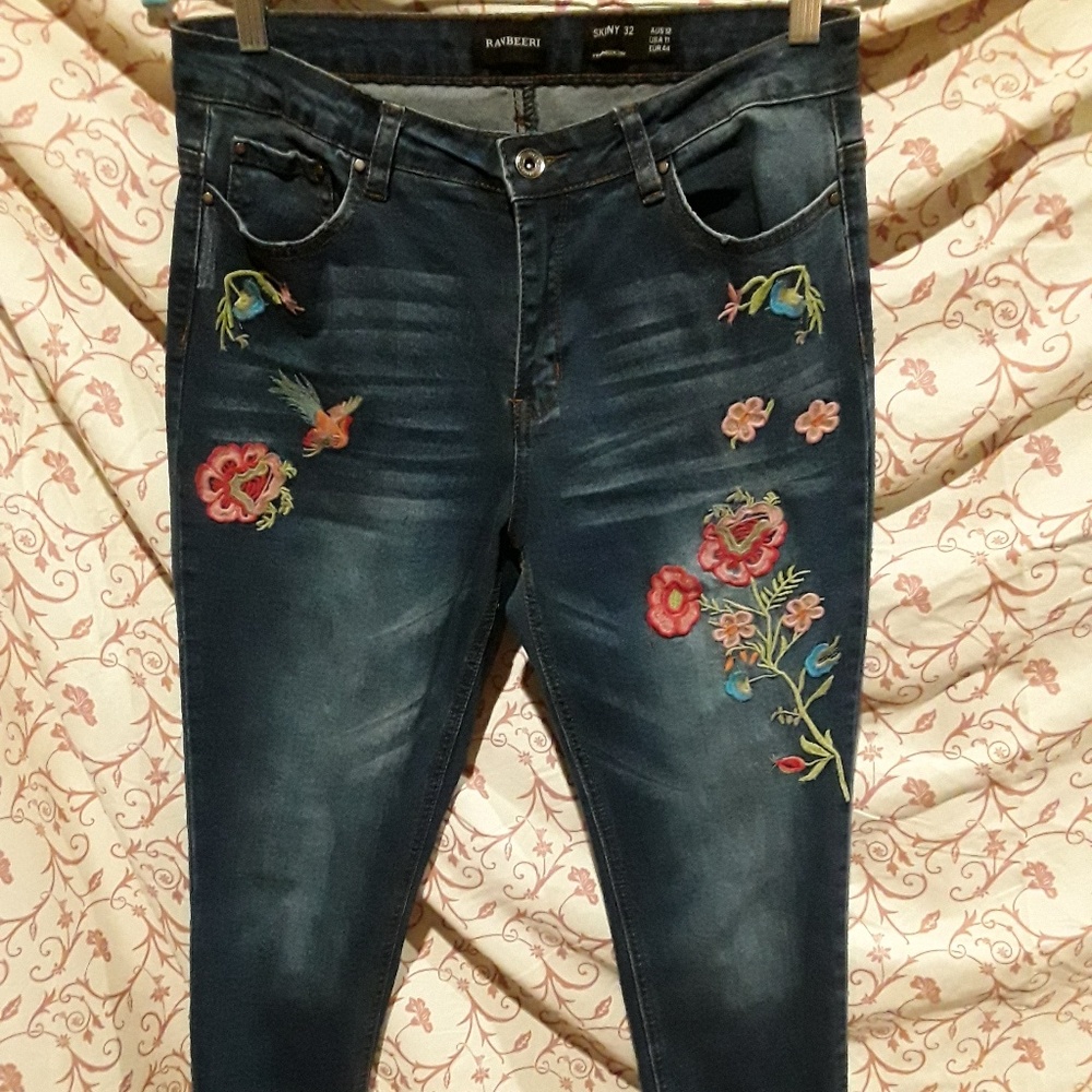 Floral Denim Jeans